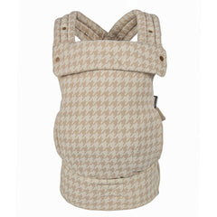 LUJIFO Ergonomic Baby Carrier – Adjustable Soft Cotton Backpack for Newborns & Toddlers, Beige Houndstooth Pattern