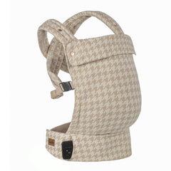 LUJIFO Ergonomic Baby Carrier – Adjustable Soft Cotton Backpack for Newborns & Toddlers, Beige Houndstooth Pattern