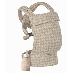 LUJIFO Ergonomic Baby Carrier – Adjustable Soft Cotton Backpack for Newborns & Toddlers, Beige Houndstooth Pattern