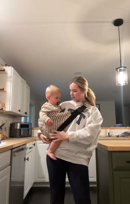 Khaki Houndstooth Baby Sling Carrier