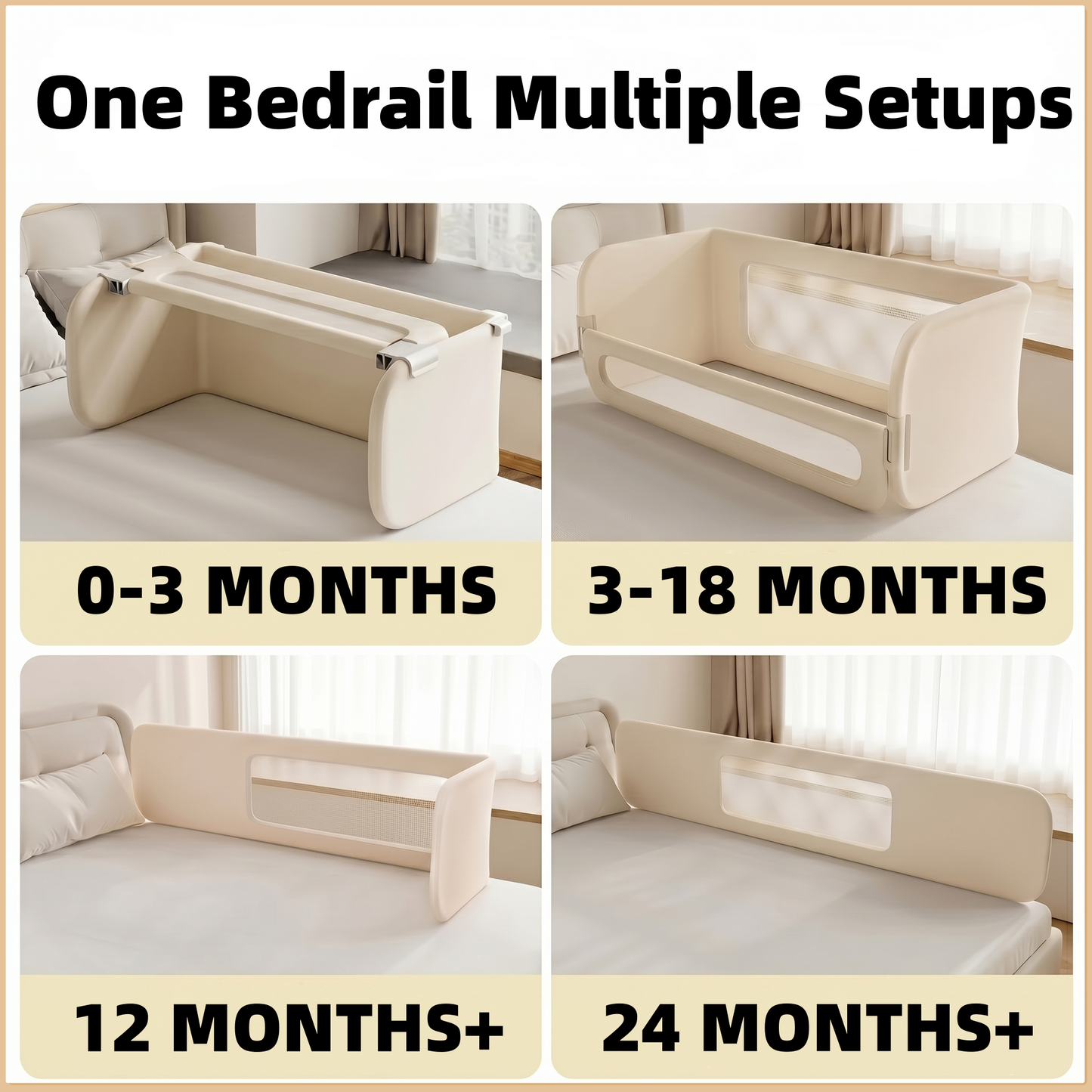 4-in-1 Bedside Bassinet & Co-Sleeping Baby Bed with Breathable Mesh Safety Rails